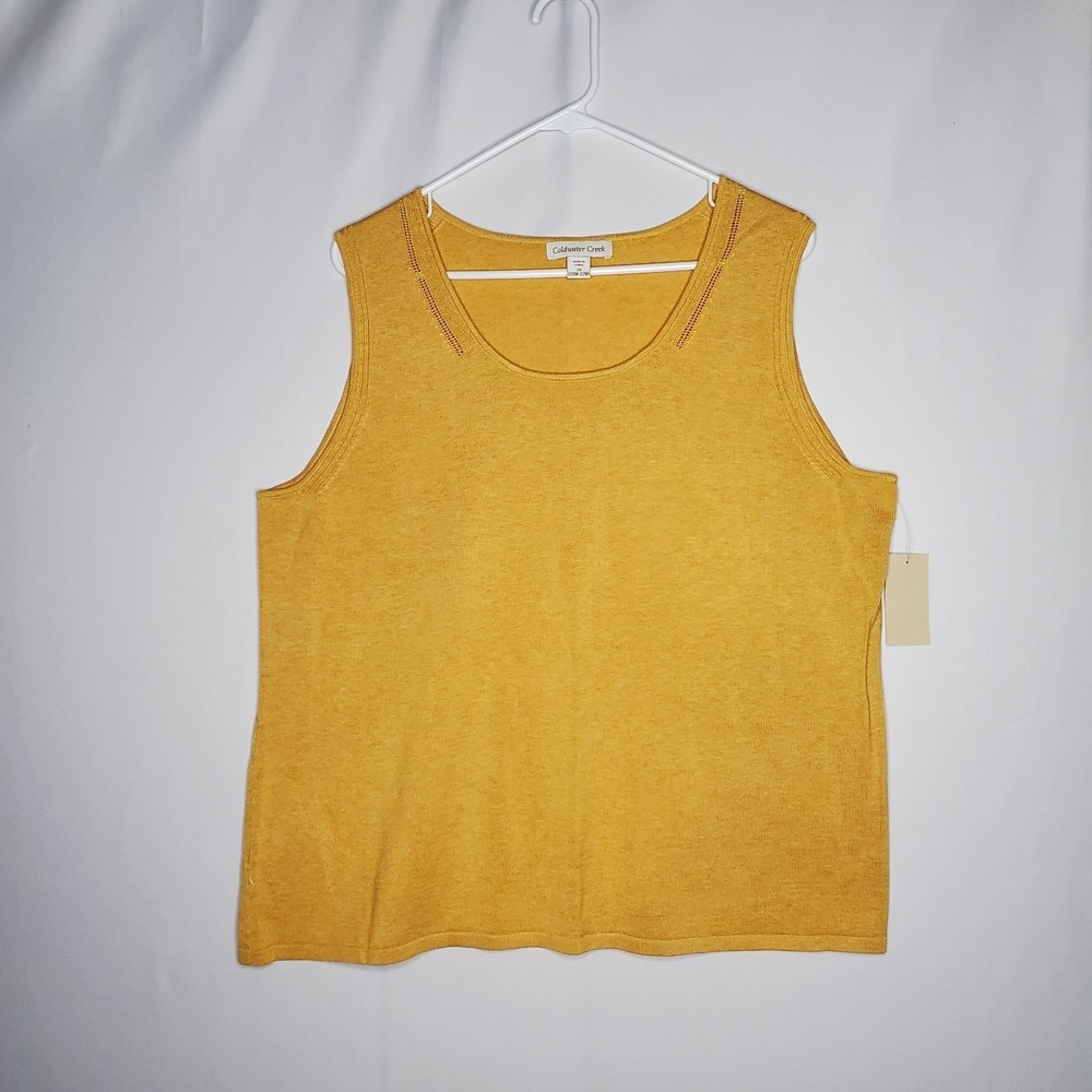 Coldwater Creek Sleeveless Knit Tank Women 2X Silk Cotton Preppy Granola